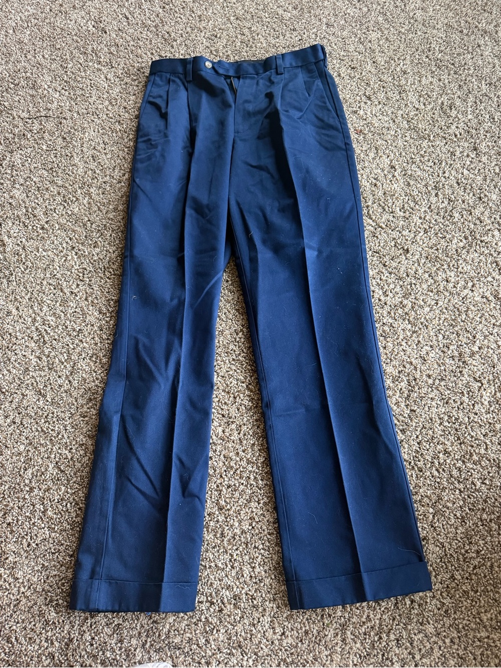Navy Men's Pleated Dress Pants - Picture 2 of 5
